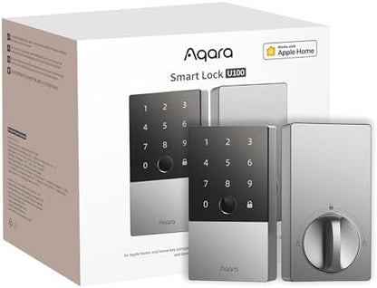 Aqara Smart Lock U100, Fingerprint Keyless Entry Door Lock with Apple Home Key, Touchscreen Keypad, Bluetooth Electronic Deadbolt, IP65 Weatherproof, Supports Apple HomeKit, Alexa, Google, IFTTT, Gray