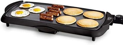 GreenLife Healthy Ceramic Nonstick, Extra Large 20" Electric Griddle for Pancakes Eggs Burgers and More, Stay Cool Handles, Removable Drip Tray, Adjustable Temperature Control, PFAS-Free, Soft Pink