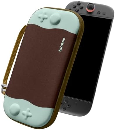 tomtoc Slim Carrying Case for Nintendo Switch 2 Model 2025, Odorless Felt Protective Hard Shell with 12 Game Card Slots, Portable Travel Storage Case with Original Patent and Military Grade Protection