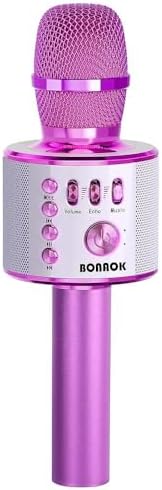 BONAOK Wireless Bluetooth Karaoke Microphone,3-in-1 Portable Instrument Wireless Microphone Mic Speaker Machine Home Party Birthday for All Smartphones（Black）