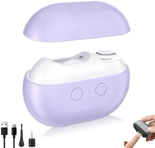 Vueeze EasyClip Smart Nail Clipper, 2 in 1 Portable Electric Nail Clippers with LED Light, Electric Nail Trimmer, Replaceable Grinding Head, for Grinding Large Areas and Crevices (Gray)