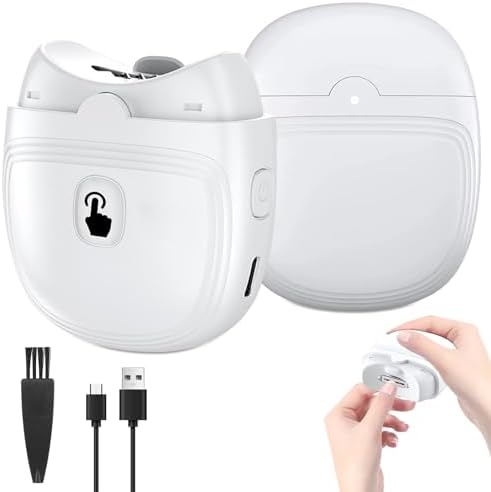 Electric Automatic Nail Clipper Cutter，2024 New 2in 1 Fingernail Clippers File with Nail Scraps Storage, Led Light, USB Rechargeable Safety Fingernail Trimmer for Adult Seniors Baby (White)
