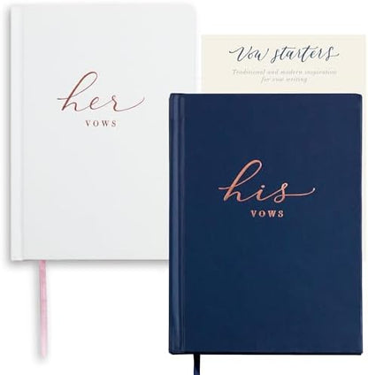 Wedding Vow Books His and Hers – Perfectly Sized, Hardcover Vow Booklets with Gold Foil Lettering – Vows Book Her & Him, Wedding Essentials Idea, Wedding Registry Gifts (Black Ivory, Gold)