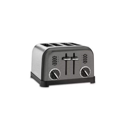 Cuisinart 4-Slice Classic Toaster - Black Stainless Steel - CPT-180BKSP1: Reheat, Defrost, Bagel, 1800W, 3-Year Warranty - PuriLite