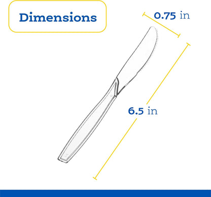 Disposable Clear Plastic Cutlery Disposable utensils Heavyweight 100 Count (Knives)