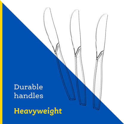 Disposable Clear Plastic Cutlery Disposable utensils Heavyweight 100 Count (Knives)