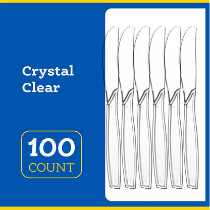Disposable Clear Plastic Cutlery Disposable utensils Heavyweight 100 Count (Knives)