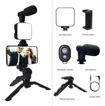 Purilite Select Smartphone Vlogging Kit with Tripod, LED Fill Light and Wireless Microphone – Portable Mobile Video Recording Starter Kit for Live Streaming, Content Creation and Online Video - PuriLite