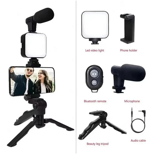 Purilite Select Smartphone Vlogging Kit with Tripod, LED Fill Light and Wireless Microphone – Portable Mobile Video Recording Starter Kit for Live Streaming, Content Creation and Online Video - PuriLite