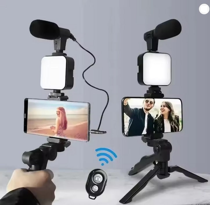 Purilite Select Smartphone Vlogging Kit with Tripod, LED Fill Light and Wireless Microphone – Portable Mobile Video Recording Starter Kit for Live Streaming, Content Creation and Online Video - PuriLite