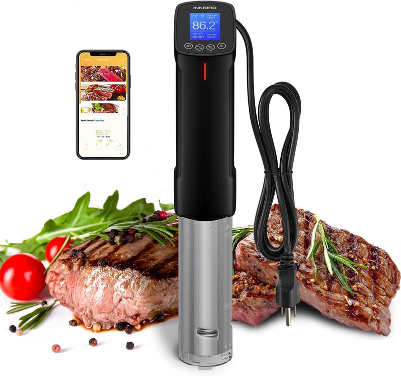 INKBIRD WiFi Sous Vide Cookers, 1000 Watts 3D Power Sous Vide Cooker, Thermal Immersion Circulator with Recipe, Digital Interface, Temperature and Timer for Kitchen, ISV-100W