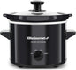 Elite Gourmet MST239X Electric Round Slow Cooker, Adjustable Temp, Entrees, Sauces, Stews & Dips, Dishwasher Safe Glass Lid & Crock, 2 Quart, Black