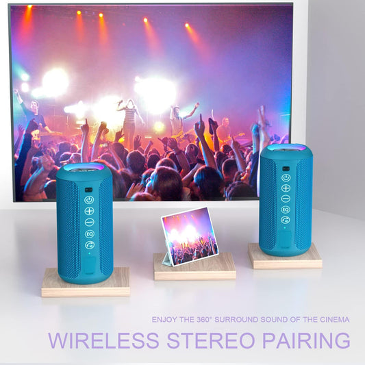 Ortizan Portable Bluetooth Speakers, IPX7 Waterproof Wireless Outdoor Speaker with 24W Loud Stereo Sound And Bluetooth 5.3, Deep Bass, RGB Lights, Dual Pairing, 30H Playtime for Home, Party - PuriLite