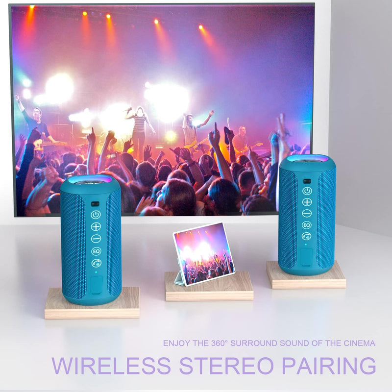 Ortizan Portable Bluetooth Speakers, IPX7 Waterproof Wireless Outdoor Speaker with 24W Loud Stereo Sound And Bluetooth 5.3, Deep Bass, RGB Lights, Dual Pairing, 30H Playtime for Home, Party