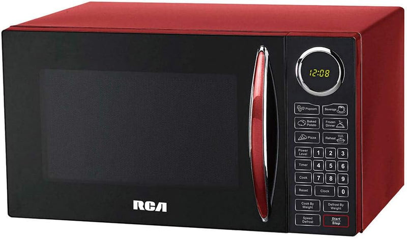 RCA 0.9 Cu Ft Microwave-14.8"D x 19.0" W x 10.9"H (Red)