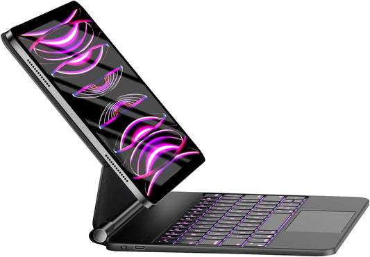 HOU Keyboard Case for iPad Air 11 inch 2024 (M2)&iPad Pro 11 Inch (4th/3rd/2nd/1st) Gen 2022,iPad Air 5th&4th Generation Case with Keyboard,Magic-Stand, Multi-Touch Trackpad,7 Colors Backlight,Black