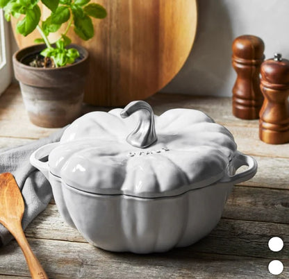 Staub Cast Iron Pumpkin Dutch Oven, White - 3.25 L (3.43 qt.)
