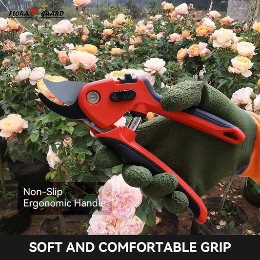 Flora Guard Bypass Pruning Shears, Professional Garden Pruning Shears (Long Blade)
