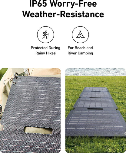 Anker Solix Solar Panel PS30, 5mm Portable Solar Panel, 30W Foldable Solar Charger, IP65 Water and Dust Resistance, Ultra-Fast Charging, Charges 2 Devices at Once, For Outdoor Camping, Hiking
