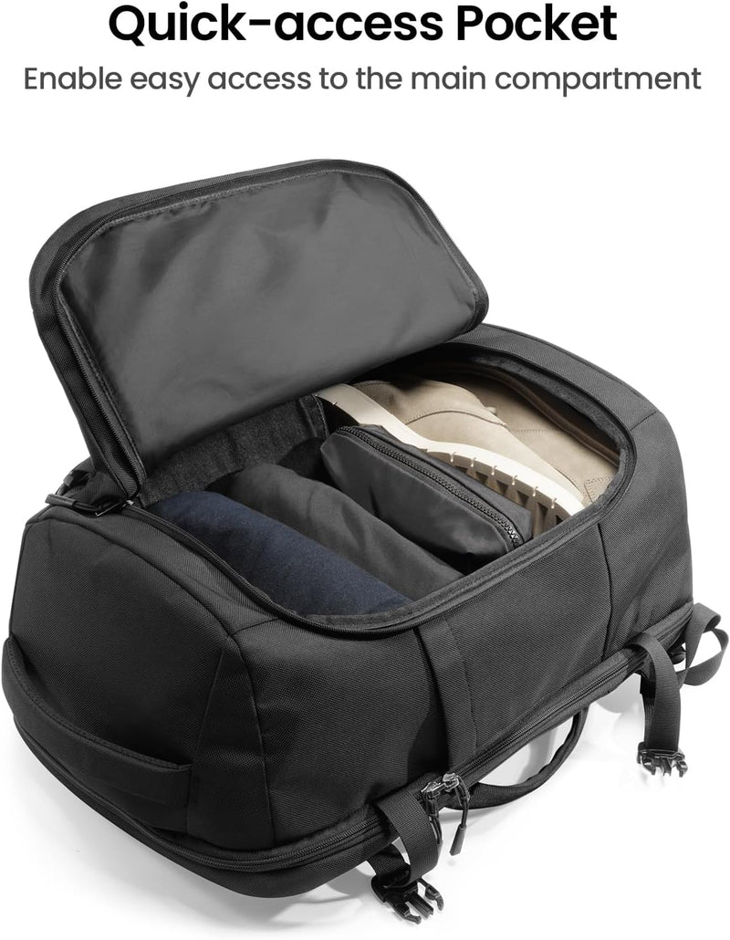 tomtoc Travel Backpack 40L, TSA Friendly Flight Approved Carry-on Luggage Hand Backpack, Water-resistant Lightweight Business Rucksack, Durable Large Weekender Bag Daypack Fits 17.3 Inch Laptop
