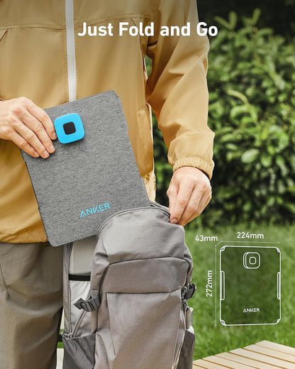 Anker Solix Solar Panel PS30, 5mm Portable Solar Panel, 30W Foldable Solar Charger, IP65 Water and Dust Resistance, Ultra-Fast Charging, Charges 2 Devices at Once, For Outdoor Camping, Hiking