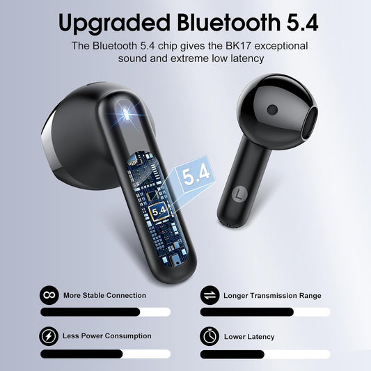 Wireless Earbuds, Bluetooth Ear Buds 5.4 Mini HiFi Stereo with 4 ENC Noise Cancelling Mics Wireless Headphones, 40H in Ear Earphones, USB C, IP7 Waterproof Bluetooth Headphones for Sports, Workout - PuriLite