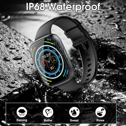 Smart Watch for Men Women(Answer/Make Calls), 1.95" HD Touch Screen Fitness Watch with Sleep Heart Rate Monitor, 110+ Sports Modes, IP68 Waterproof Activity Trackers Compatible with Android iOS, Black