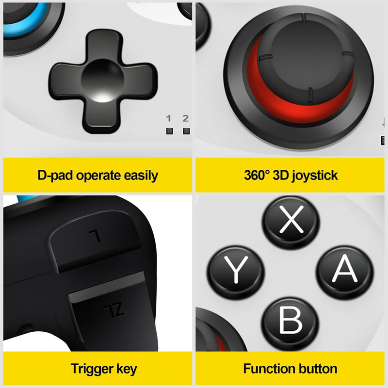 [2024 New Version] Switch Controller, Wireless Pro Controller Switch Lite, Switch Remote Controller Gamepad Joystick, Turbo and Dual Vibration (White)