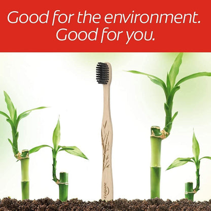 Colgate Bamboo Soft Bristle Full Size Toothbrush (2 Pack) with Floss-Tip Bristles, BPA Free, Eco-Friendly Toothbrush, Natural Bamboo Handle, Gentle on Gums, Sustainable Oral Care