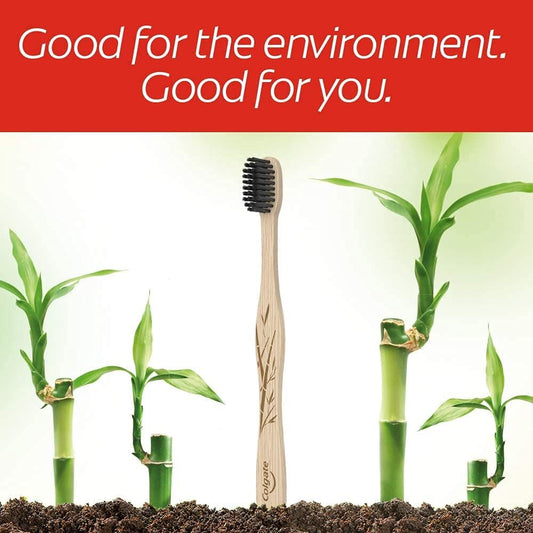 Colgate Bamboo Soft Bristle Full Size Toothbrush (2 Pack) with Floss-Tip Bristles, BPA Free, Eco-Friendly Toothbrush, Natural Bamboo Handle, Gentle on Gums, Sustainable Oral Care