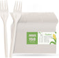 Gezond Compostable Forks 150 Count White Heavy-Duty Forks Disposable Cutlery Set 7 Inch Biodegradable Utensils for Party Supply
