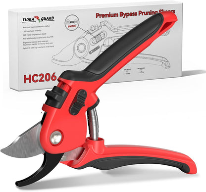 Flora Guard Bypass Pruning Shears, Professional Garden Pruning Shears (Long Blade)