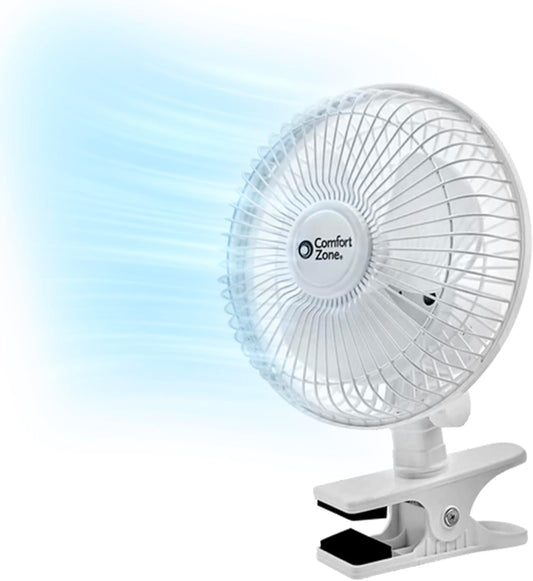 6 Inch Clip-On Fan Great for Table Tops, White