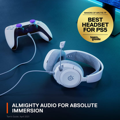 New SteelSeries Arctis Nova 1P Multi-System Gaming Headset — Hi-Fi Drivers — 360° Spatial Audio — Comfort Design — Durable — Lightweight — Noise-Cancelling Mic — PS5/PS4, PC, Xbox, Switch - White