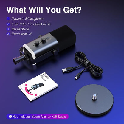 Fifine XLR/USB Dynamic Podcasting Microphone, Gaming Studio Computer PC Mic with RGB, Mute Button, Headphones Jack, Desktop Stand for Streaming Recording Vocal VoiceOver YouTube Singing-AM8