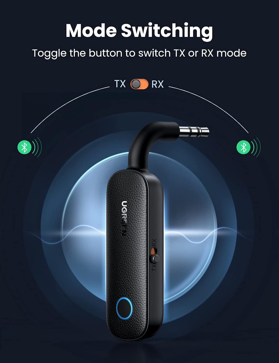 UGREEN Bluetooth 5.0 Transmitter and Receiver for Car TV Airplane, 2 in 1 Wireless 3.5mm Bluetooth Aux Adapter, Dual Devices Paired, Compatible with Car TV Airplane Home Stereo Headphones and More