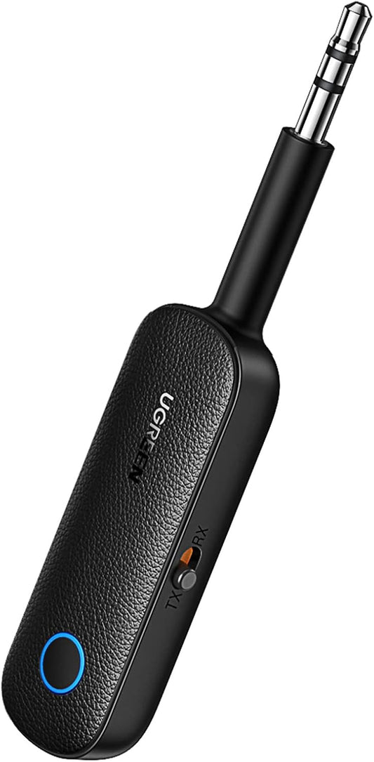 UGREEN Bluetooth 5.0 Transmitter and Receiver for Car TV Airplane, 2 in 1 Wireless 3.5mm Bluetooth Aux Adapter, Dual Devices Paired, Compatible with Car TV Airplane Home Stereo Headphones and More