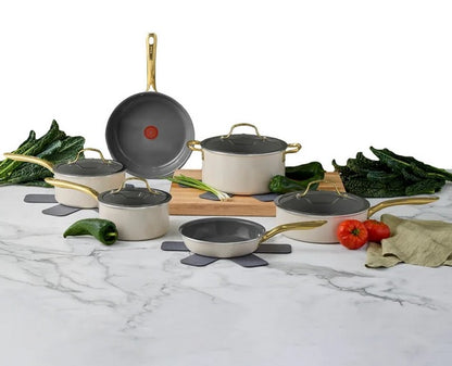 T-fal Preserve Ceramic Cookware Set 13-Piece – Nonstick Pots and Pans Set with Lids, Oven Safe, Eco-Friendly Aluminum Kitchen Cookware - PuriLite