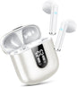 Wireless Earbuds, Bluetooth 5.3 Headphones HiFi Stereo, Mini in-Ear Bluetooth Earbuds, Wireless Earphones with 4 ENC Noise Cancelling Mic, IP7 Waterproof, LED Display, Touch Control Ear Buds, White