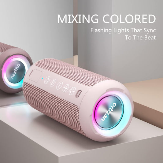 Ortizan Portable Bluetooth Speakers, IPX7 Waterproof Wireless Speaker with 24W Loud Stereo Sound, Deep Bass, Bluetooth 5.3, RGB Lights, Dual Pairing, 30H Playtime for Home, Outdoor, Party - PuriLite