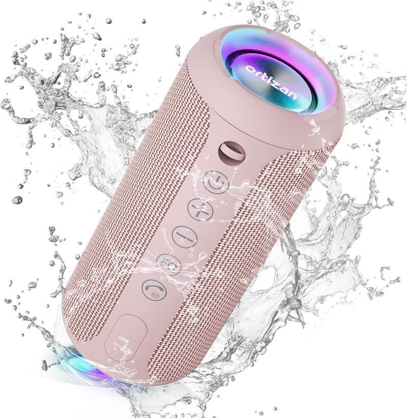 Ortizan Portable Bluetooth Speakers, IPX7 Waterproof Wireless Speaker with 24W Loud Stereo Sound, Deep Bass, Bluetooth 5.3, RGB Lights, Dual Pairing, 30H Playtime for Home, Outdoor, Party