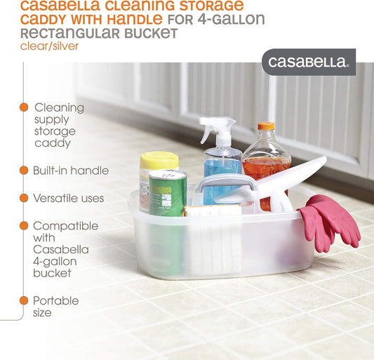 Casabella Plastic Multipurpose Cleaning Storage Caddy with Handle, 1.5-Gallon, Clear
