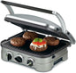 Cuisinart 5-in-1 Griddler with Reversible Nonstick Grill and Griddle Plates, Silver (CGR-4NEC)