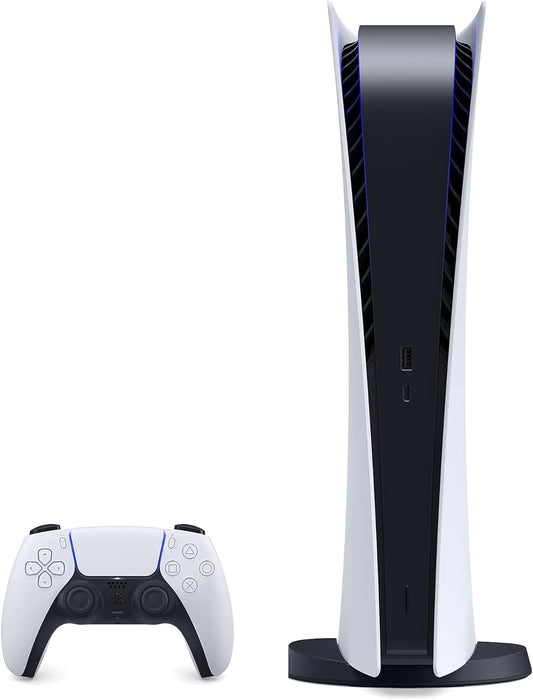 Sony PS5 PlayStation 5 Digital Edition Gaming Console + Wireless Controller - 16GB GDDR6 RAM, 825GB SSD, 120Hz 8K Output, White
