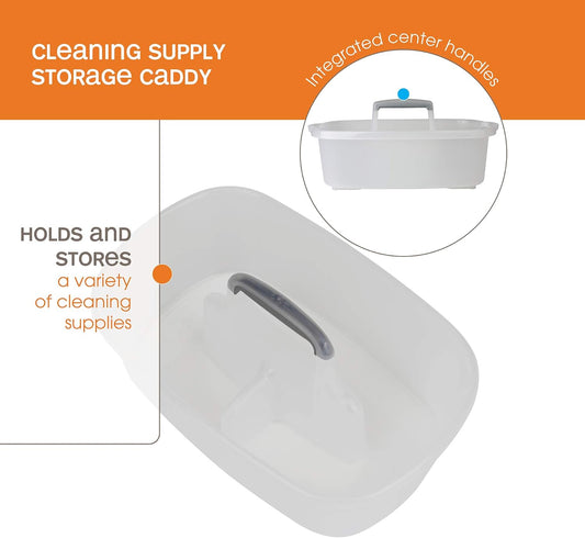 Casabella Plastic Multipurpose Cleaning Storage Caddy with Handle, 1.5-Gallon, Clear