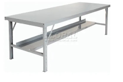 Global Industrial™ Extra Long Assembly Workbench, 84 x 34", Folding Leg, Steel Square Edge