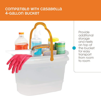 Casabella Plastic Multipurpose Cleaning Storage Caddy with Handle, 1.5-Gallon, Clear