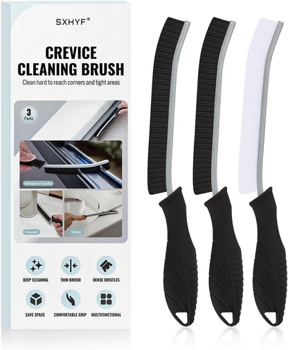 Crevice Cleaning Brush Set with Hard Bristles, Multifunction Gap Scrub Brushes for Bathroom, Kitchen, Tile, Grout, Window Tracks and Household Cleaning - PuriLite