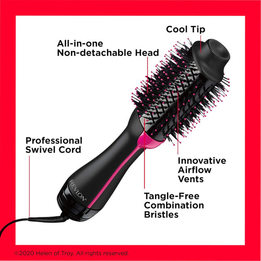 Revlon RVDR5222F One-Step Volumizer and Ionic Hair Dryer with Advanced Tourmaline Ionic Technology, Hot Air Brush, Less Frizz, Multiple Heat Settings, Black - PuriLite