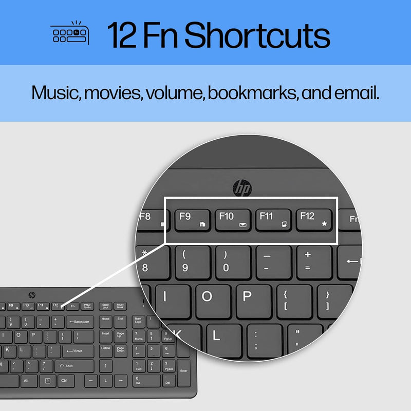 HP 150 Wired Keyboard - Full-Sized, Keyboard with Numeric Keypad - Silent-Touch Chiclet Keyboard - Ergonomic, Comfortable Design - USB Plug-and-Play Connectivity, LED Indicators (240J7AA, Black)